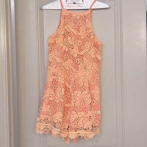 Coral lace romper